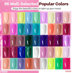 Flacons de vernis gel JODSONE avec couleurs variées en présentation