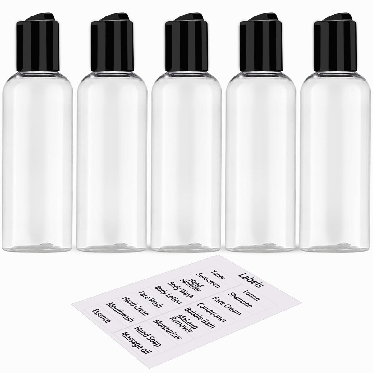 Flacons de voyage DNSEN 100 ml avec couvercles noirs