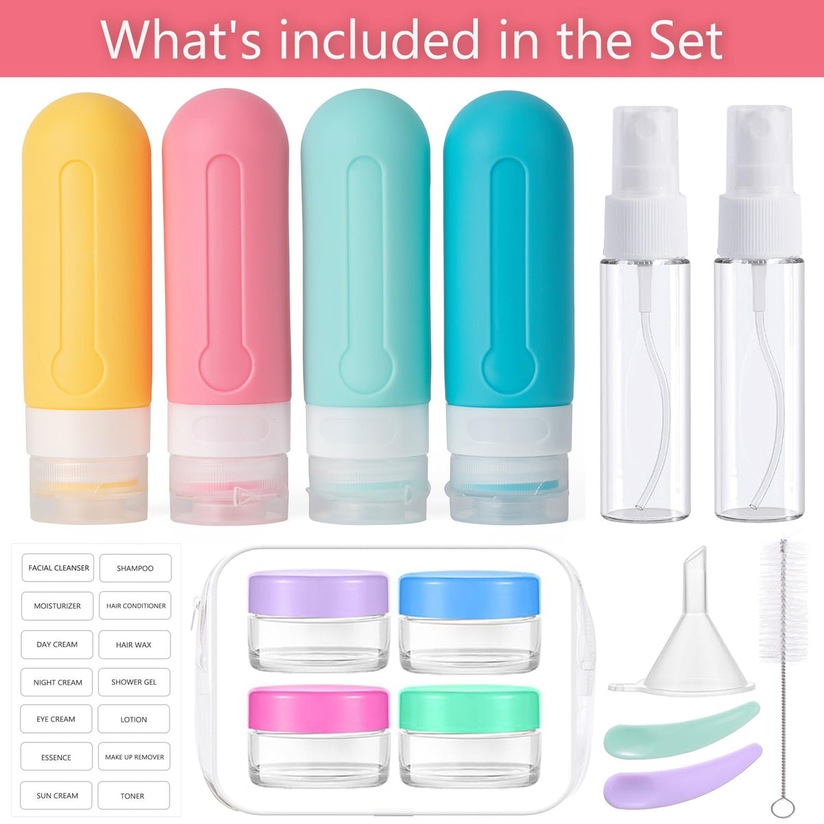 Flacons de voyage en silicone de 3oz avec bouchon anti-fuite