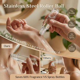 Flacons roll-on avec rouleau en acier inoxydable, design étanche