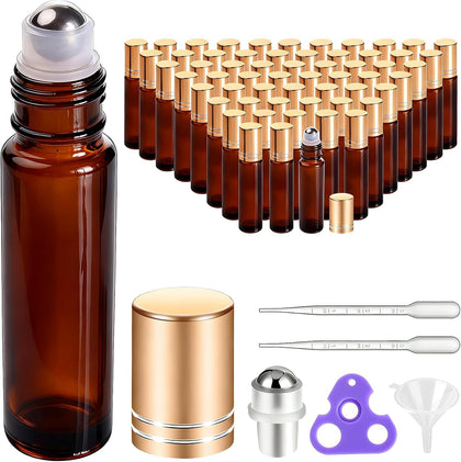 Flacons roll-on en verre ambre de 10 ml avec bouchons en métal