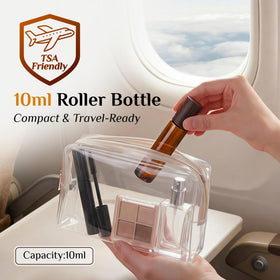Flacons roll-on en verre ambre sur une table
