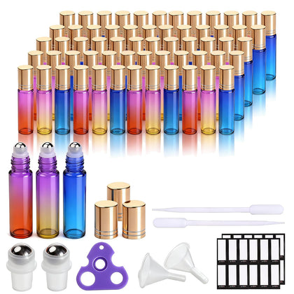 Flacons roll-on en verre rainbow 10ml avec bouchons en métal