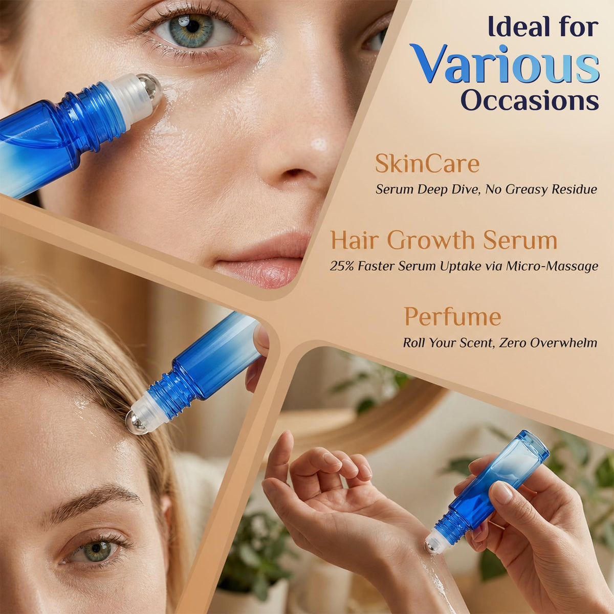 Flacons roll-on PrettyCare avec étiquettes de produits