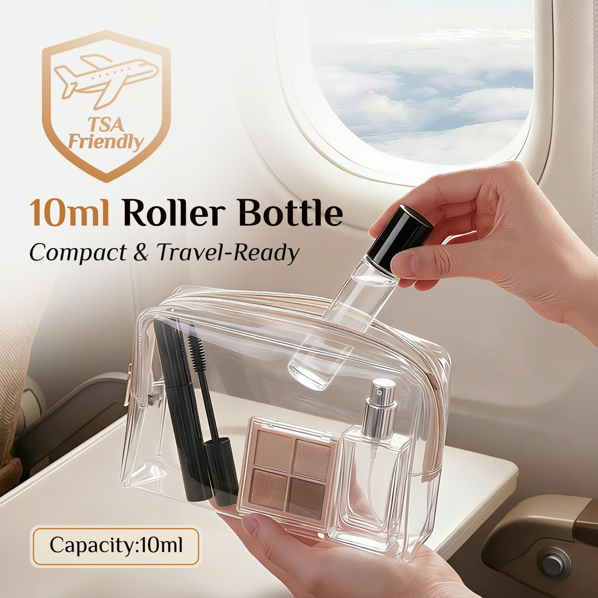 Flacons roll-on PrettyCare, capacité de 10 ml, idéal pour le voyage