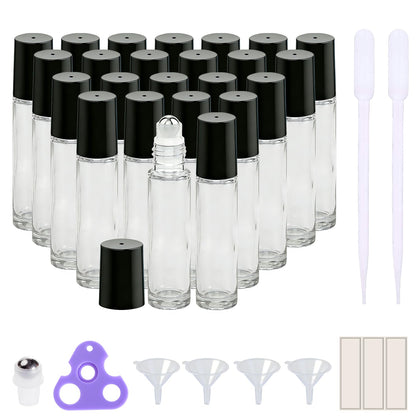 Flacons roll-on PrettyCare en verre transparent, 10 ml, vue de face