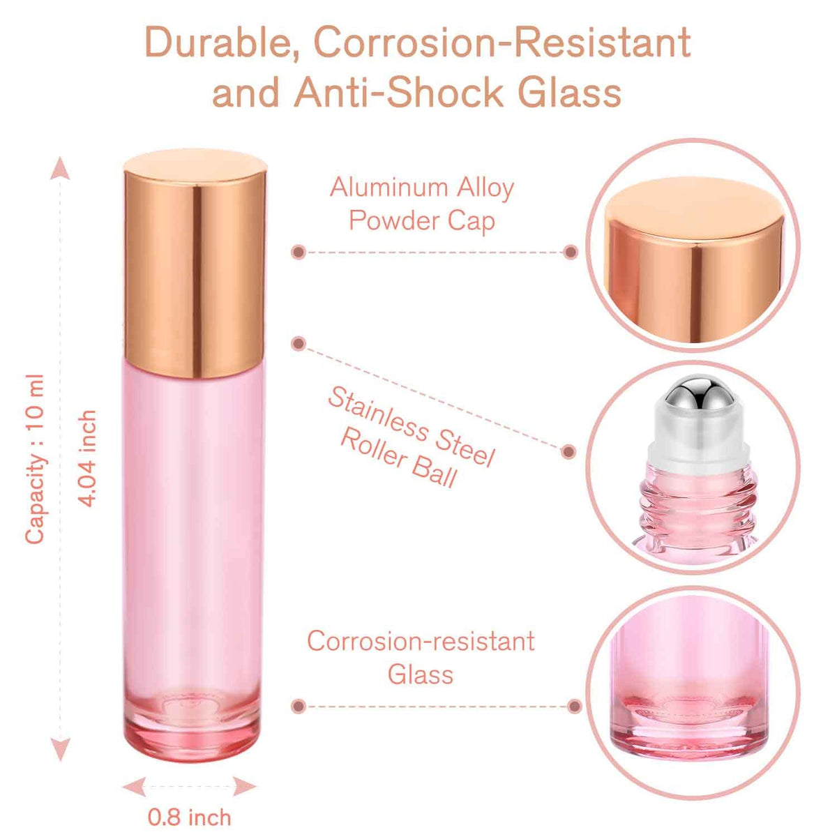 Flacons roll-on rose avec entonnoir pour remplissage