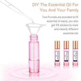 Flacons roll-on rose en verre avec ouverture et pipette