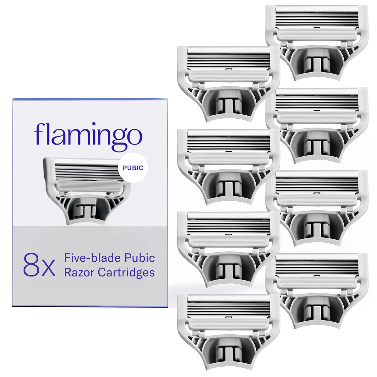 Flamingo cartouches de rechange pour rasoirs pubiens, vue de face