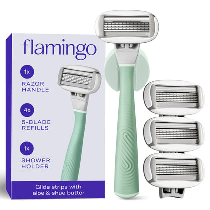 Flamingo Set de Rasage pour Femmes avec Manche et Lames