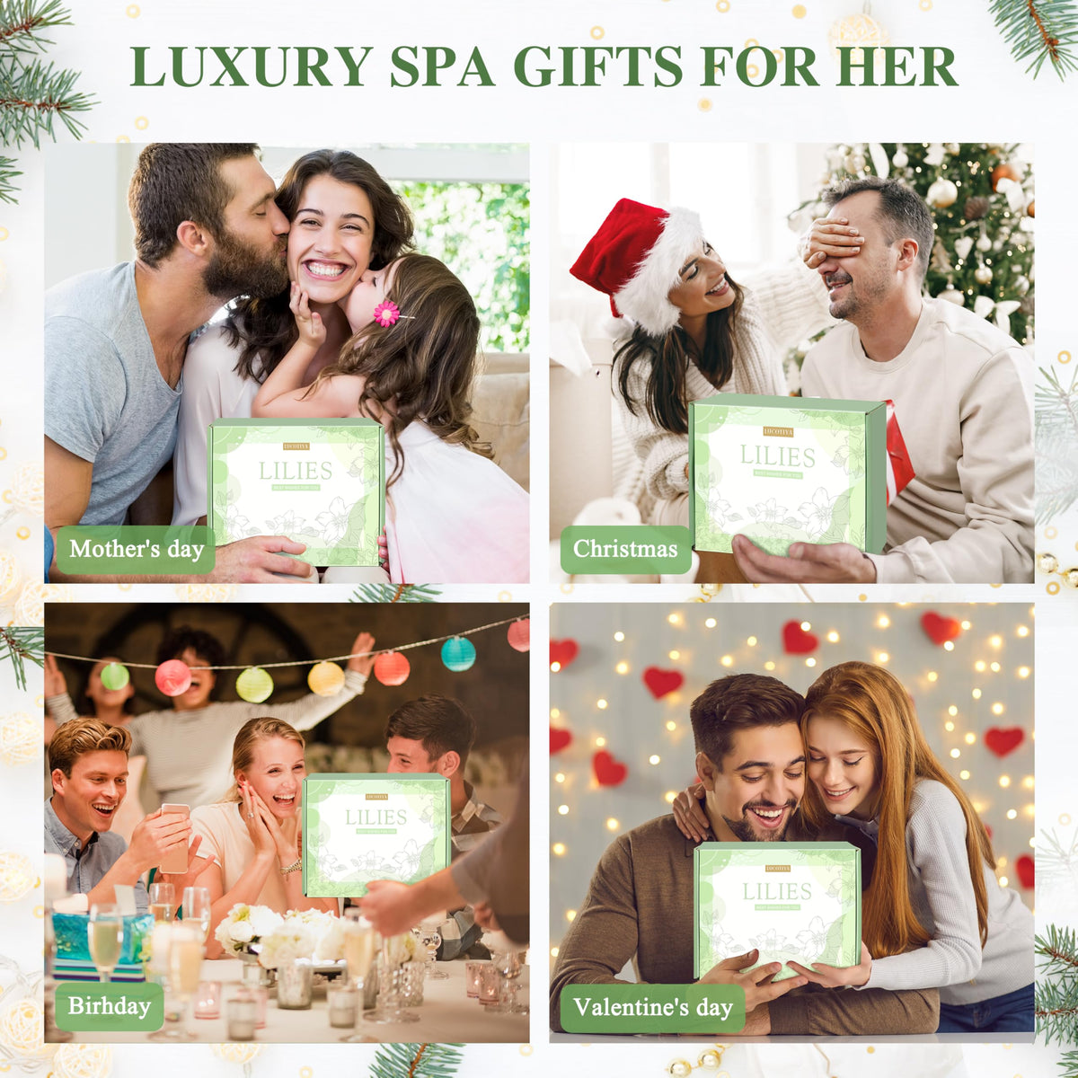 Fleur artificielle et carte de vœux du coffret de soins au lys LUCOTIYA