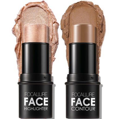 FOCALLURE Contour Stick 2 Pcs vue de face avec bronzer et highlighter