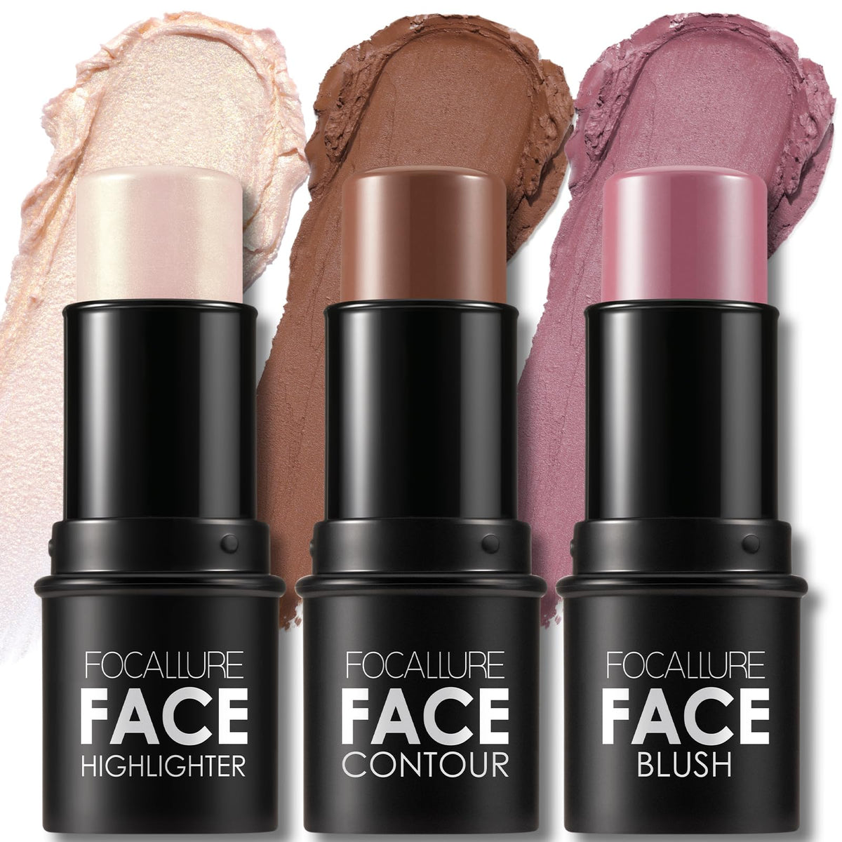 FOCALLURE Kit de Maquillage Contour Crème 3 Pcs avec Blush, Bronzer et Highlighter