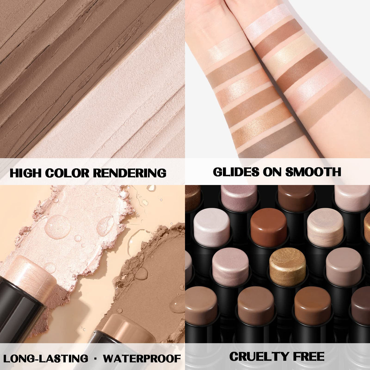FOCALLURE Stick Contour Crème 2 Pièces sur fond blanc