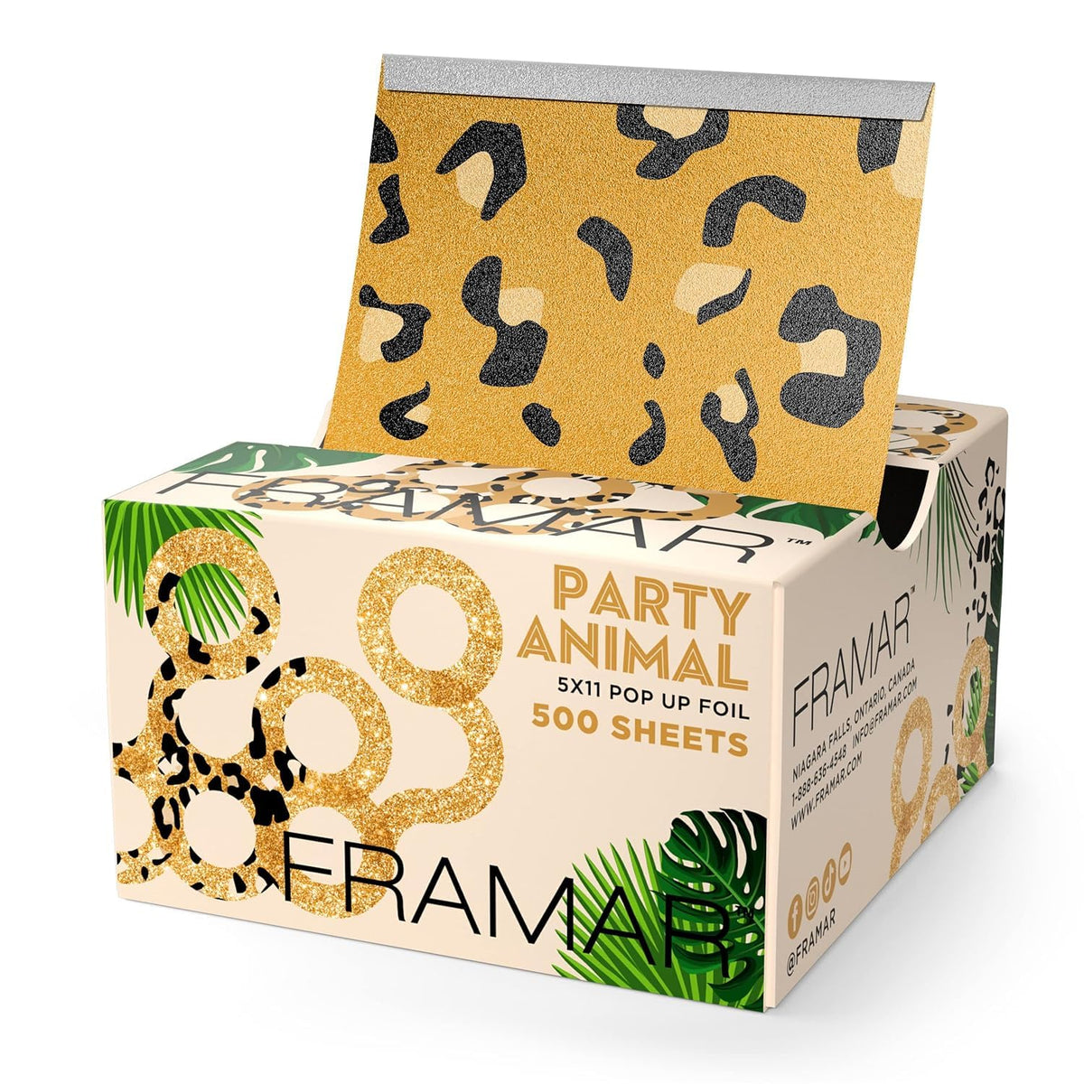 Foils à cheveux FRAMAR Party Animal motif léopard en boîte