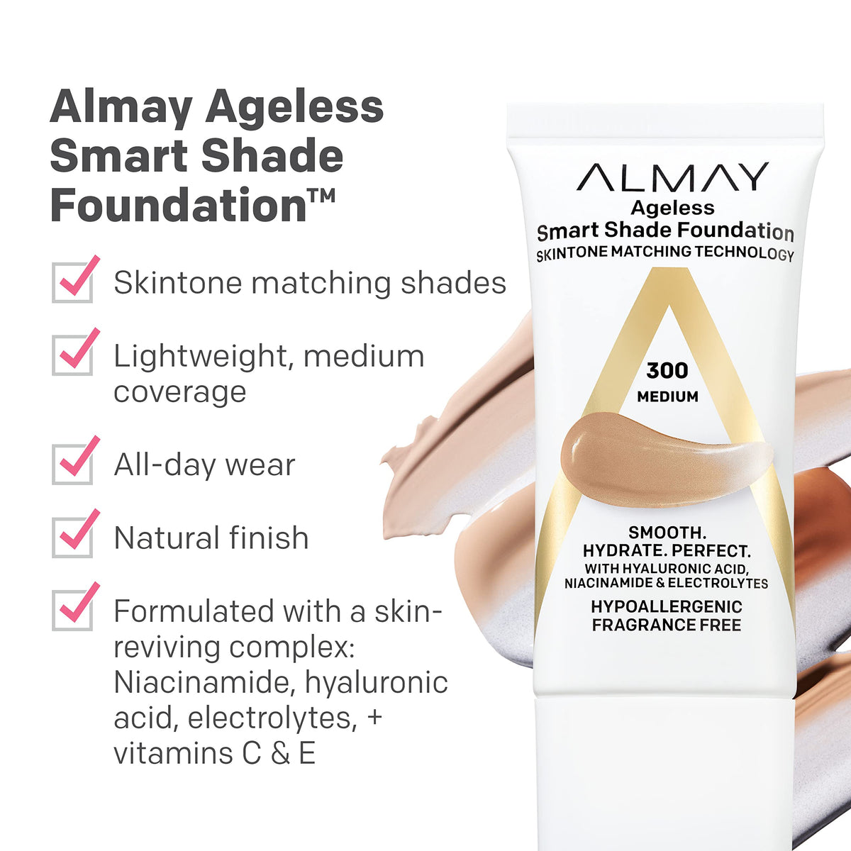 Fond de teint Almay 200 Medium Clair texture liquide sur main