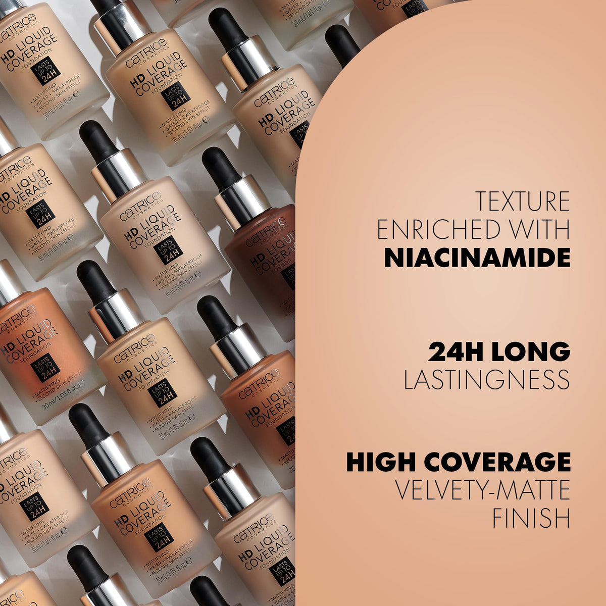 Fond de teint Catrice HD Liquid Coverage appliqué sur la peau
