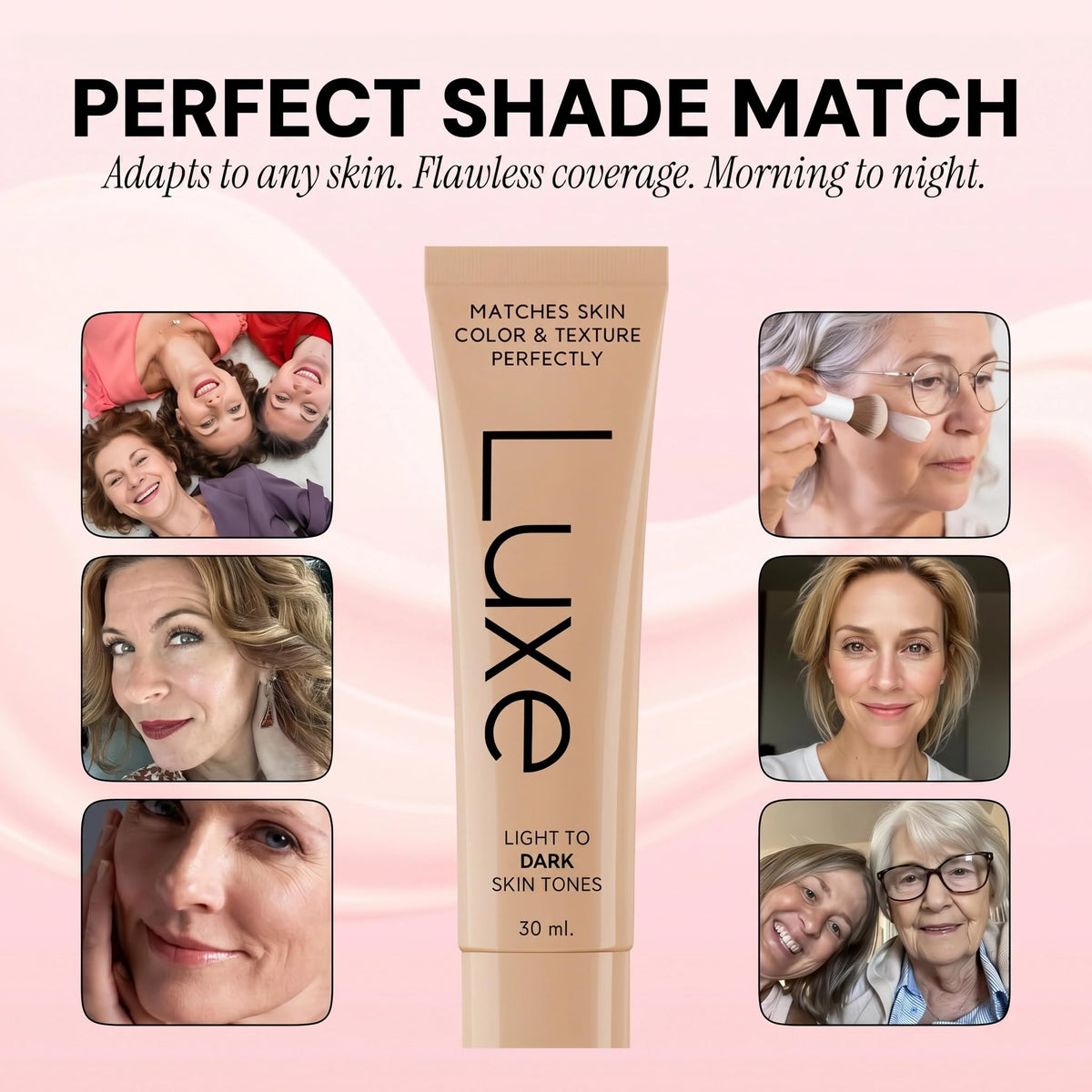 Fond de Teint Changeant de Couleur LUXE, couleur après application