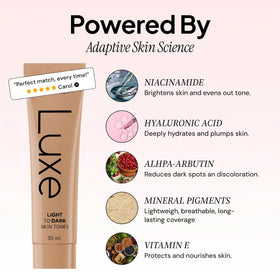 Fond de Teint Changeant de Couleur LUXE, texture blanche avant application