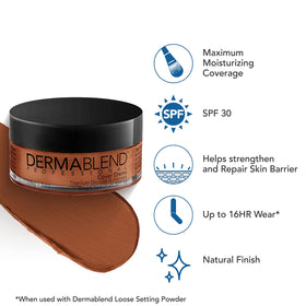 Fond de teint Dermablend Cover Crème appliqué sur la peau