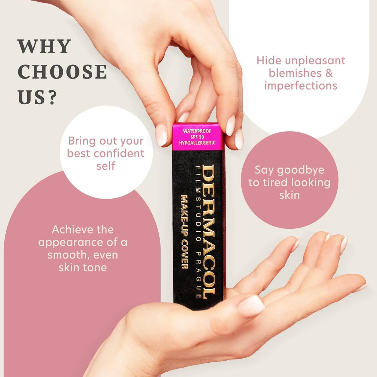 Fond de teint Dermacol SPF 30 sur un plan de travail