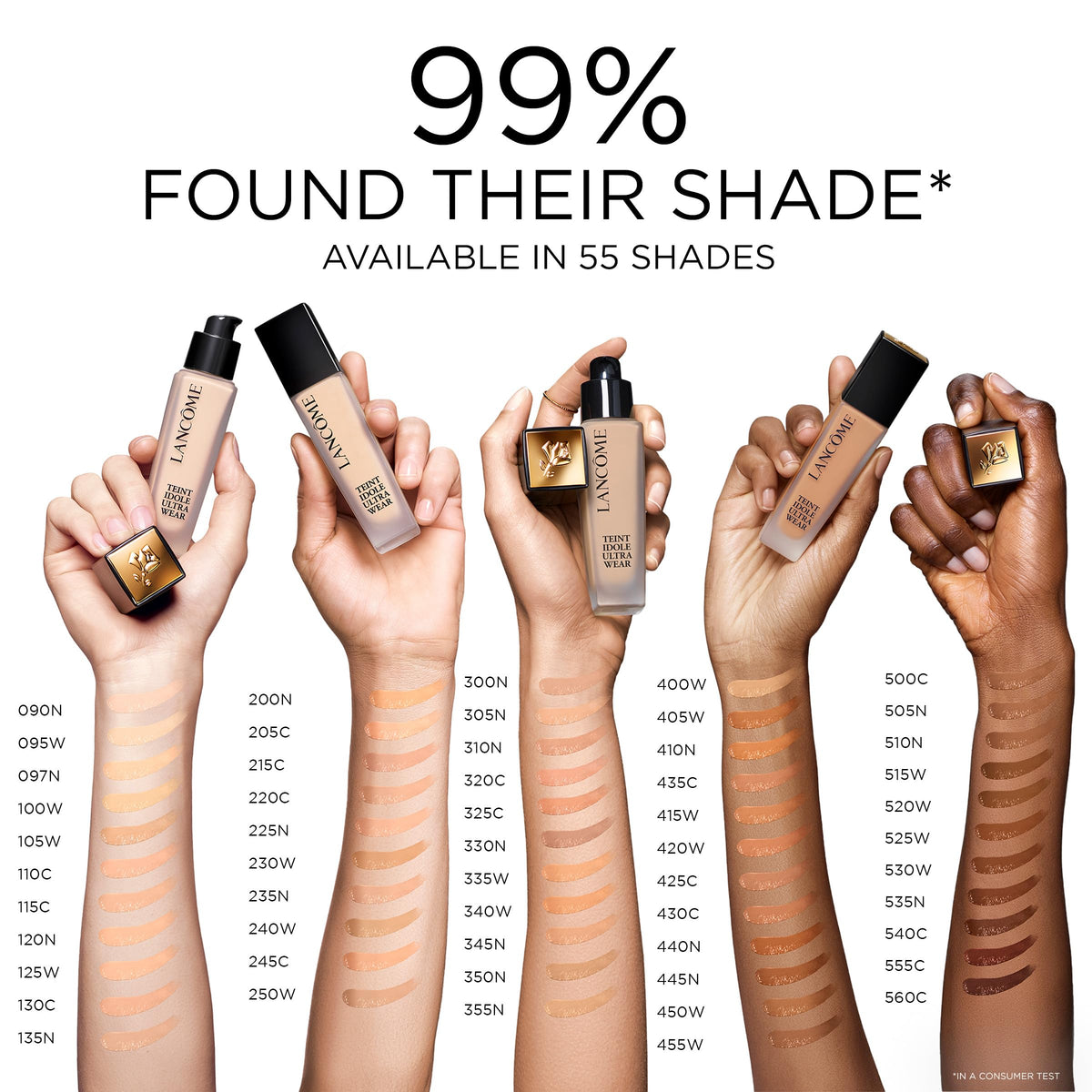 Fond de teint Lancôme Teint Idole Ultra Wear 540C texture sur la main