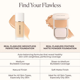 Fond de teint liquide Laura Mercier 1C1 Cool Vanille à côté de produits de beauté