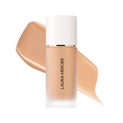 Fond de teint liquide Laura Mercier 3W0 Sandstone vue avant avec bouchon noir