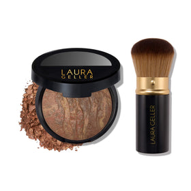 Fond de Teint Poudré CC LAURA GELLER Deep avec pinceau kabuki