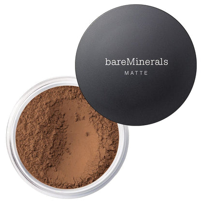 Fond de teint poudré mat bareMinerals 28 Golden Deep vue de face