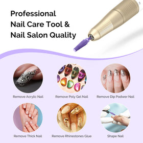 Forets à ongles MelodySusie à côté d'une perceuse à ongles