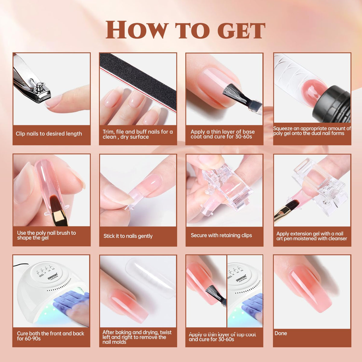 Formes d'ongles duales de 10 tailles dans le kit JEWHITENY