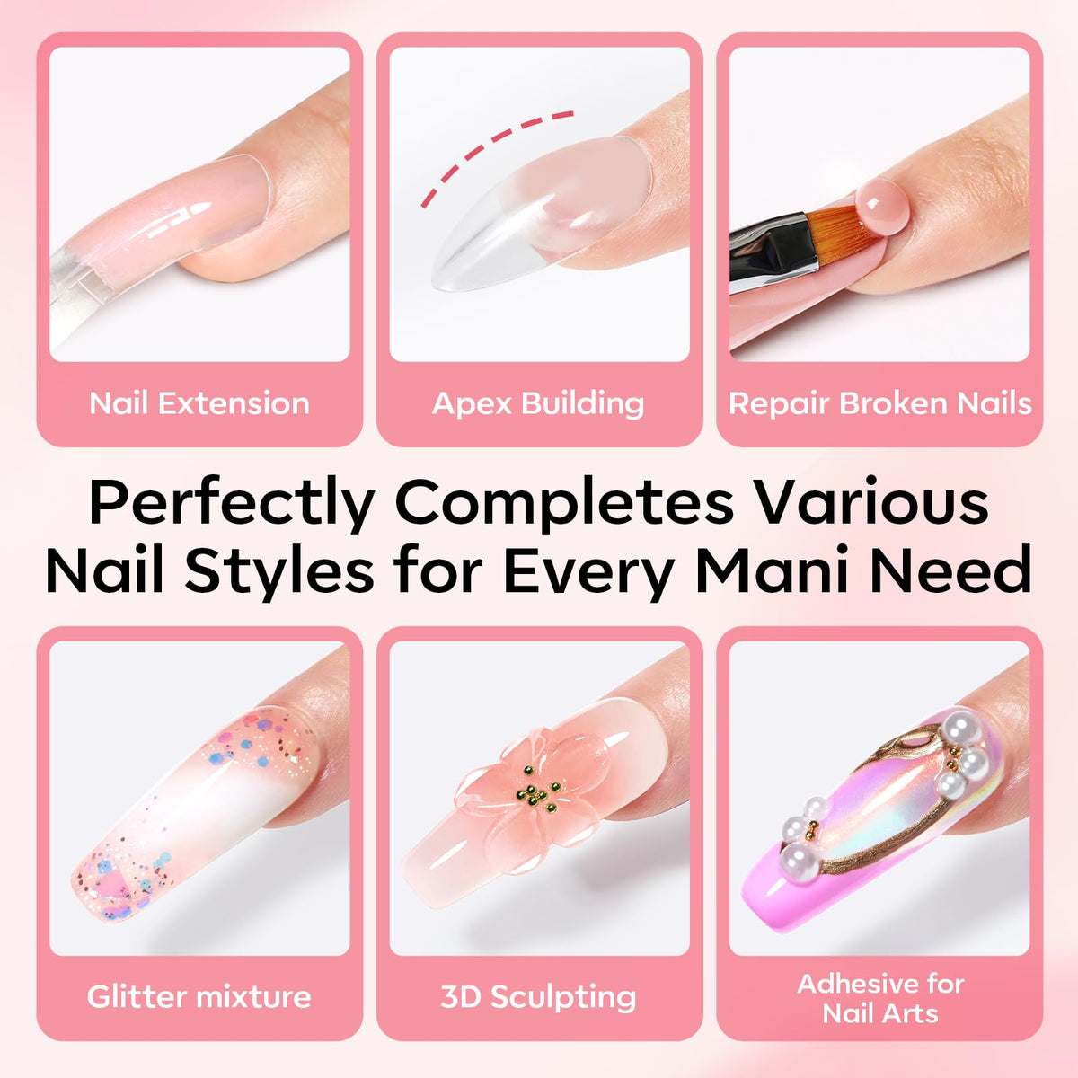 Formes d'ongles flexibles du kit poly gel modelones