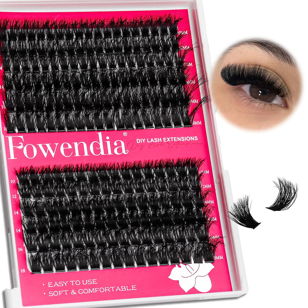 Fowendia cils individuels fluffy volume 10-18mm vue de face