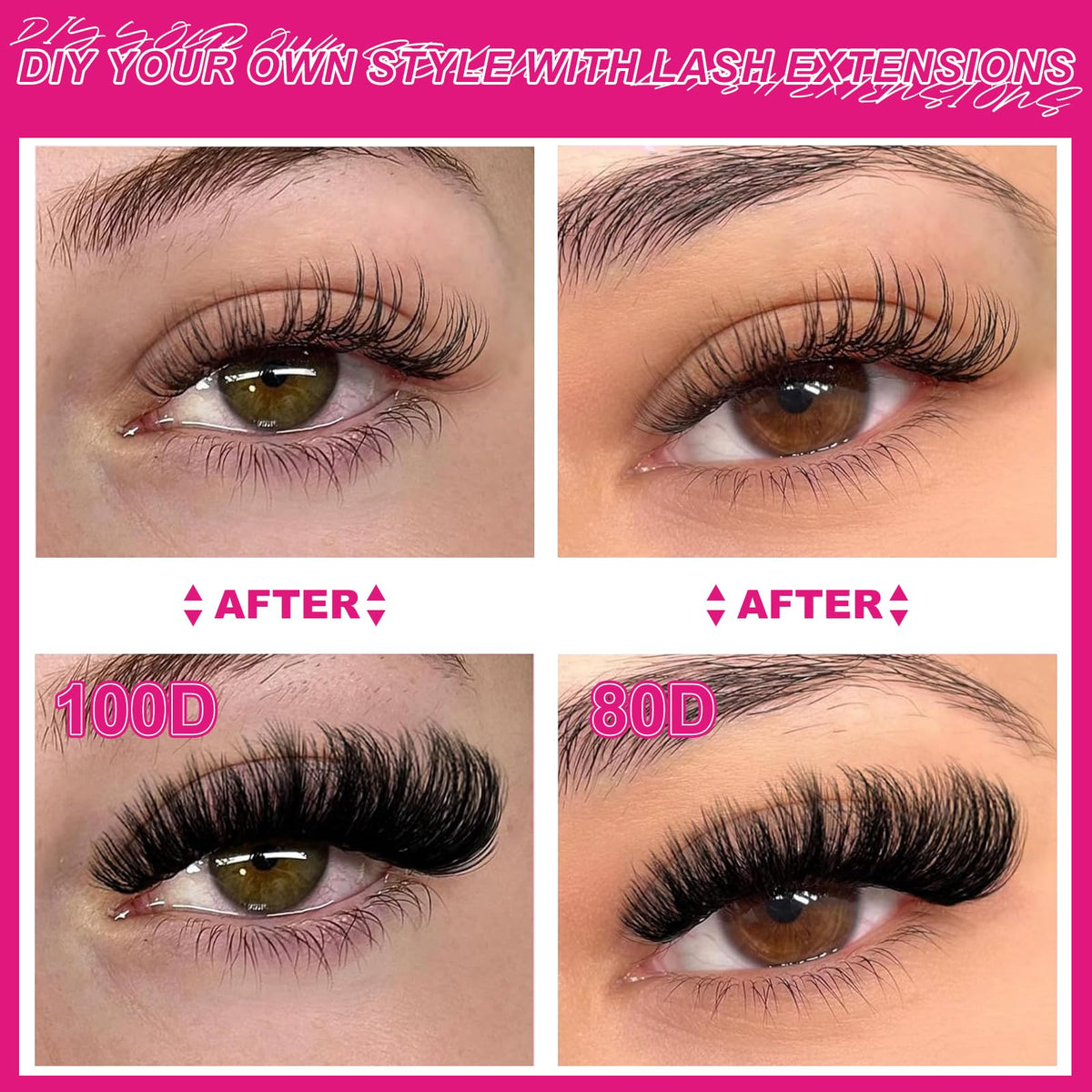 Fowendia cils individuels fluffy volume 3D en gros plan