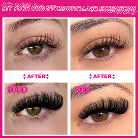Fowendia cils individuels fluffy volume 3D en gros plan