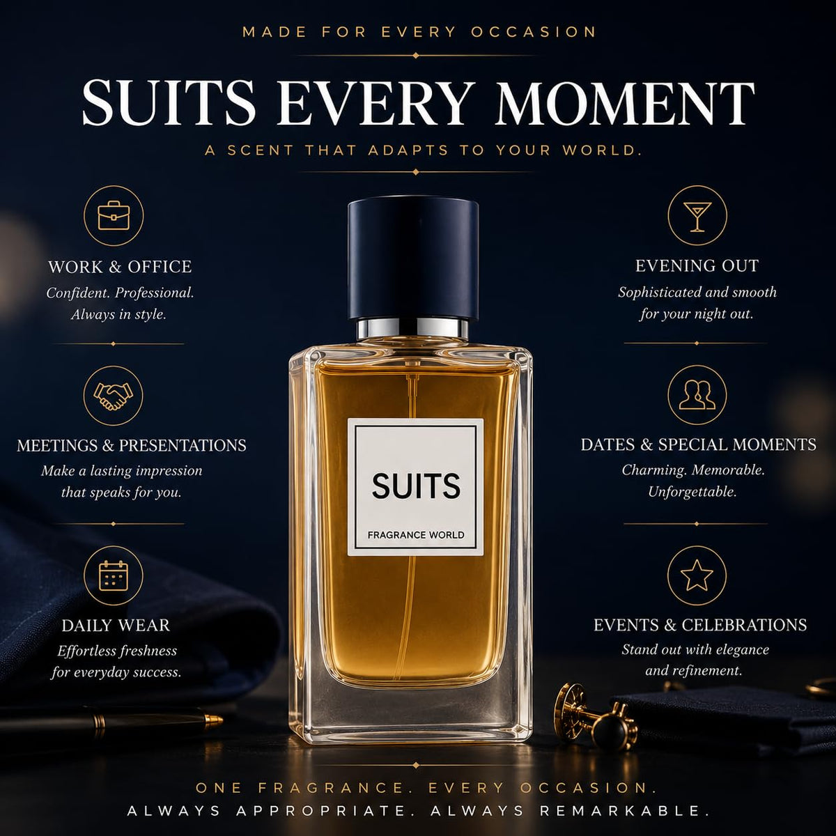 Fragrance World Eau de Parfum Unisexe 100ml devant un fond élégant