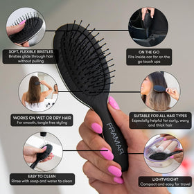FRAMAR Mini Brosse à Cheveux Démêlante avec poils flexibles