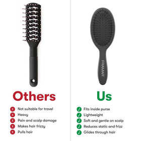 FRAMAR Mini Brosse à Cheveux Démêlante sur une coiffeuse
