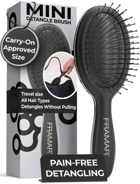 FRAMAR Mini Brosse à Cheveux Démêlante vue de face en noir mat