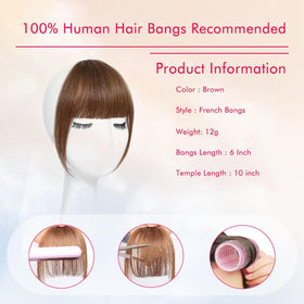 Franges en cheveux humains ELEFOCUS ajustées pour un look naturel