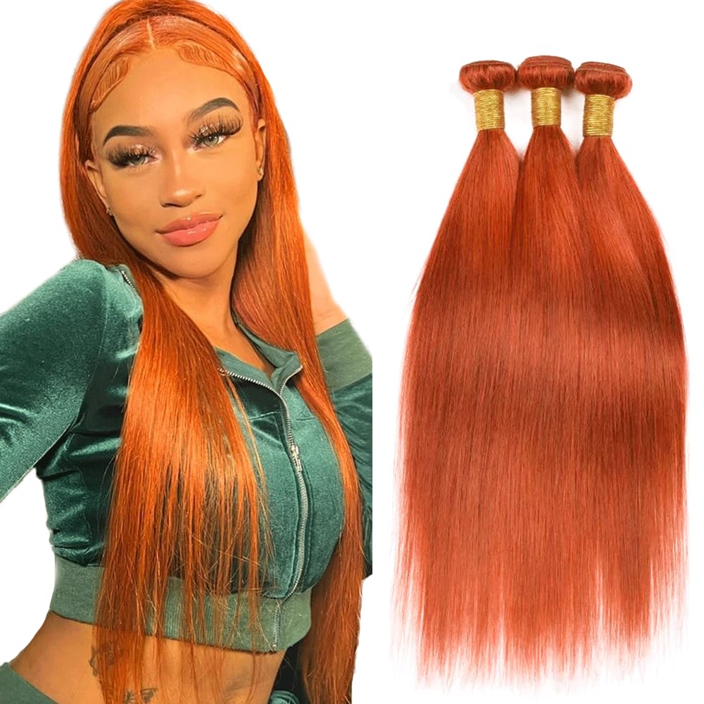 Fridnae 3 bundles cheveux orange 12-14-16 pouces vue avant