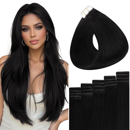 Full Shine Extensions Capillaires Adhésives 18 pouces Noir Ébène vue avant