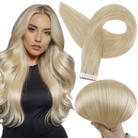 Full Shine extensions capillaires adhésives blond décoloré vue de face