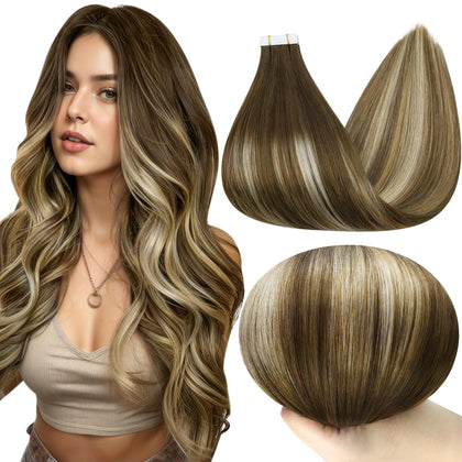 Full Shine Extensions Cheveux 12 Pouces Brun Caramel Blonde vue avant
