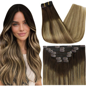 Full Shine extensions cheveux humains brun foncé 18 pouces, vue avant