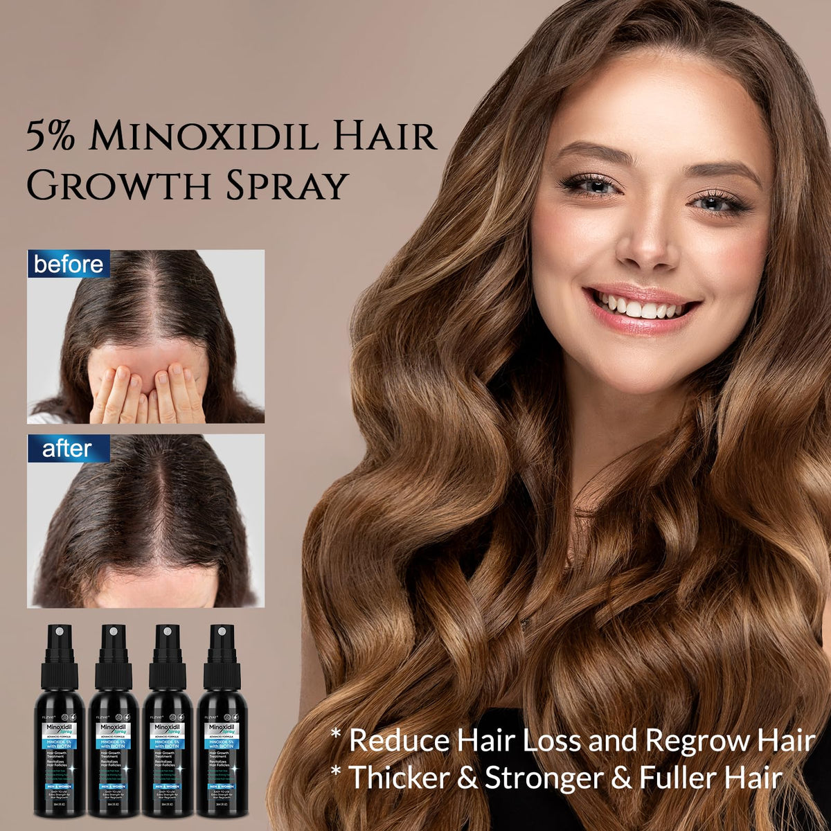 FUZYAT Spray de Croissance Capillaire 5% Minoxidil 120ml application sur cheveux