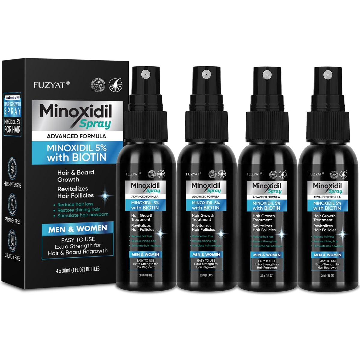 FUZYAT Spray de Croissance Capillaire 5% Minoxidil 120ml vue de face