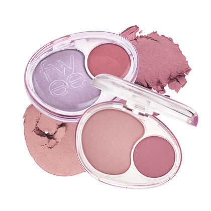 fwee Mellow Dual Blush Icy Cupid face avant avec texture gel