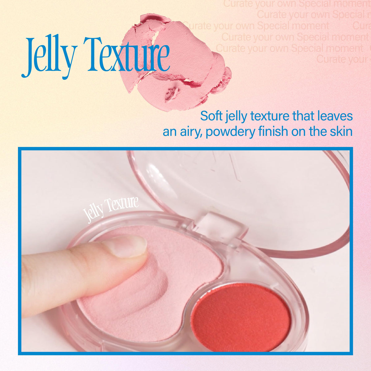 fwee Mellow Dual Blush PK02 application sur la peau